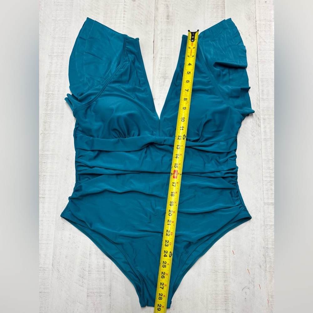 Plus Size Tummy Control Swimsuit Full Coverage Retro Ruffle Swimwear 3XL - Picture 4 of 6